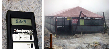 玉川温泉の岩盤浴の中心地、テント付近の計測値